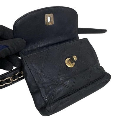 CHANEL BODY/BELT BAG, WAIST POUCH, MATELASSÉ, BLACK, LEATHER WOMEN GENUINE ITAL