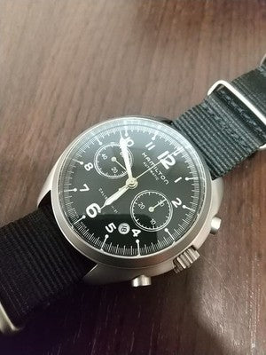 HAMILTON KHAKI PILOT PIONEER CHRONOGRAPH H764560 AUTOMATIC BLACK DIAL 41MM
