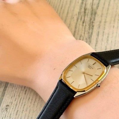 SEIKO CREDOR 6730 14K GOLD BEZEL WATCH VINTAGE QUARTZ MEN WOMEN CLEAN WORKING