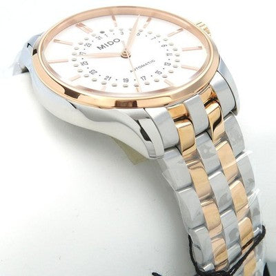 MIDO BELLUNA II M0244072203109 AUTOMATIC SILVER ROSE GOLD MEN'S WATCH BOX
