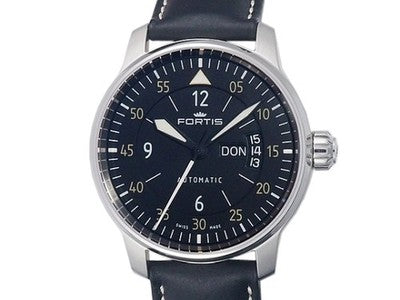 FORTIS COCKPIT 1 704.21.18 L.01 STAINLESS STEEL 41MM BLACK MEN'S AUTOMATIC WATCH
