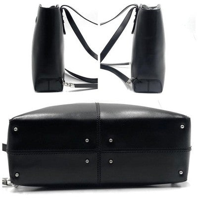 TOD'S DI BAG BLACK LEATHER BACKPACK SHOULDER BAG LOGO DESIGN AUTHENTIC LUXURY