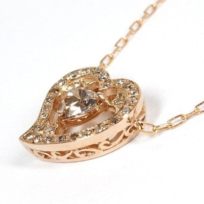GEM KELLY HEART DIAMOND 0.31CT 0.14CT K18PG NECKLACE PINK GOLD EXCELLENT+++++