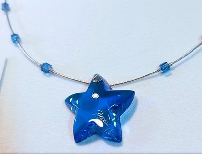 BACCARAT NECKLACE PENDANT STAR COLOR BLUE 16.5 INCH WOMEN ACCESSORIES NEAR MINT