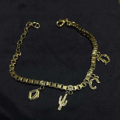 DIOR TRAVIS SCOTT CACTUS JACK GOLD NECKLACE CHARM ACCESSORY CASUAL STYLE RARE