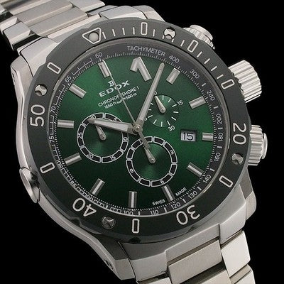EDOX CHRONO OFFSHORE 1 10221 QUARTZ CHRONOGRAPH GREEN DIAL 45MM MEN'S WATCH