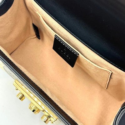 GUCCI GG SUPREME PADLOCK CHAIN SHOULDER BAG 432182 BROWN AUTHENTIC