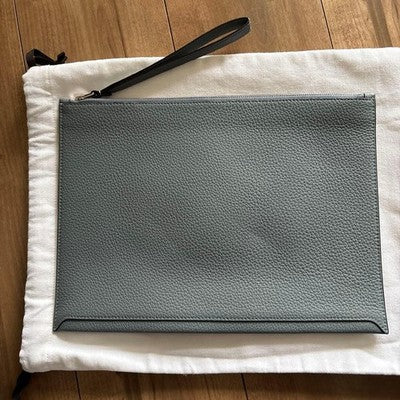 DELVAUX CLUTCH BAG - GRAY LEATHER - EXCELLENT CONDITION - MADE IN BELGIUM