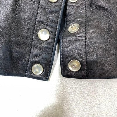 AGNES B LEATHER JACKET LAMBSKIN SIZE 40 FRANCE CARDIGAN BLACK 80S VINTAGE