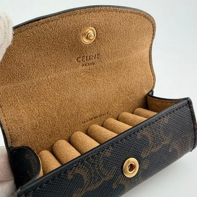 CELINE TRIOMPHE CANVAS RING CASE BLACK JEWELRY STORAGE BOX WITH BOX DUST BAG