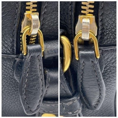 PRADA VITELLO DINO LEATHER SHOULDER NAVY GOLD HARDWARE