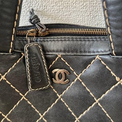 CHANEL MATELASSE WILD STITCH LEATHER HANDBAG BEIGE GOLD HARDWARE G CARD ITALY