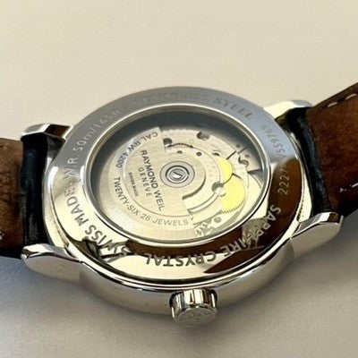 RAYMOND WEIL 2227 AUTOMATIC OPEN HEART WATCH MOP DIAL BOX PAPERS SWISS.