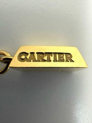 CARTIER 1/8 OZ INGOT PENDANT & 2C LOGO CHAIN SET 750 YELLOW GOLD RARE VINTAGE