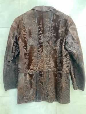 GUCCI TOM FORD FUR COWHIDE LEATHER SINGLE JACKET BROWN SIZE 48 RARE AUTHENTIC