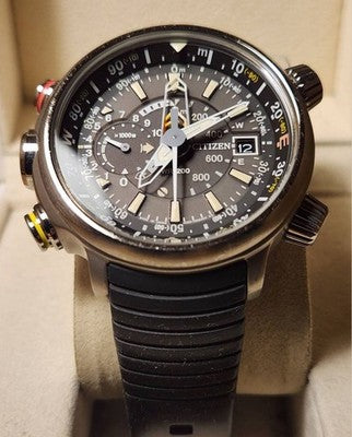 CITIZEN PROMASTER ALTICHRON ALTIMETER COMPASS ADVENTURE WATCH 48MM BLACK GRAY