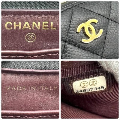 CHANEL CAVIAR SKIN MATELASSE ROUND ZIP LONG WALLET C195 GOLD HARDWARE