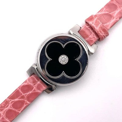 LOUIS VUITTON TAMBOUR BIJOU SECRET Q151R QUARTZ DIAMOND PINK DIAL LADY'S WATCH