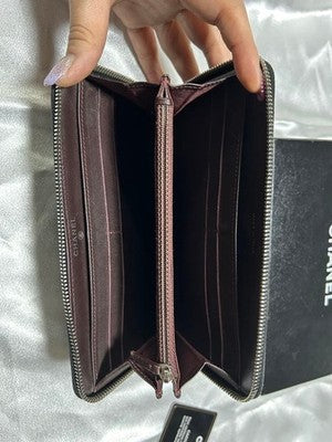 CHANEL MATELASSE CLASSIC LONG ZIP WALLET A50097 BLACK QUILTED LEATHER