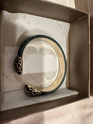 BVLGARI SERPENTI FOREVER BANGLE METALLIC KARUNG LEATHER BRACELET BOX GOLD JPN