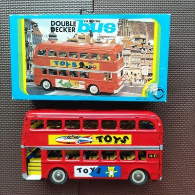 DOUBLE DECKER BUS MF844 LONDON BUS FRICTION TIN BOXED USED FROM JAPAN RED W/BOX