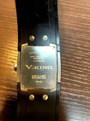 HYSEK V-KING Automatic Watch Silver Stainless Steel Used /w Box From Japan