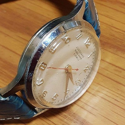 JUNGHANS ANTIQUE RUBIN-ANKER RED SECOND HAND HAND-WOUND MEN'S WRISTWATCH ROUND