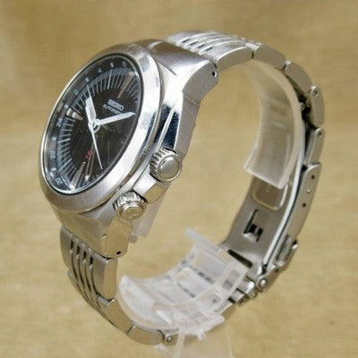 SEIKO SUS GMT 4S12-0010 BLACK DIAL AUTOMATIC STAINLESS STEEL VINTAGE WATCH 1997