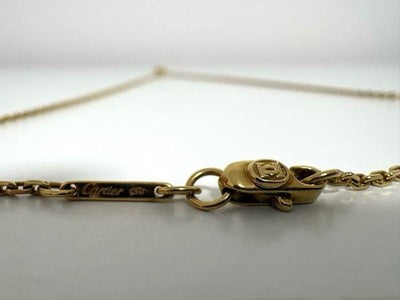 CARTIER 1/8 OZ INGOT PENDANT & 2C LOGO CHAIN SET 750 YELLOW GOLD RARE VINTAGE