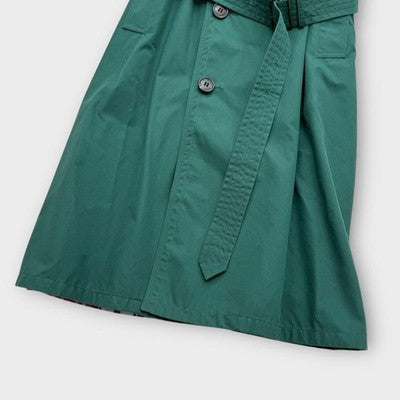 BURBERRY DOUBLE GUN FLAPS TRENCH COAT GREEN LIMITED EDITION MEN'S SIZE 46 L