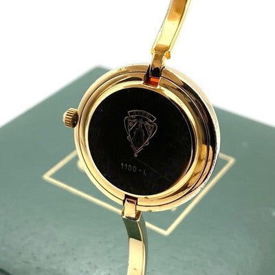 GUCCI CHANGE BEZEL 12 COLORS GOLD WOMEN'S WATCH M SIZE WORKING NEW BATTERY