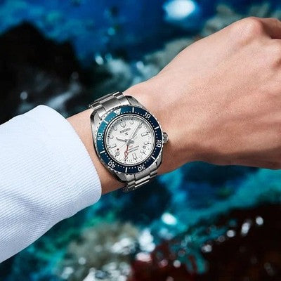 SEIKO PROSPEX SBEJ029 DIVER SCUBA GMT 6R54 AUTOMATIC BLUE WHITE WATCH JAPAN