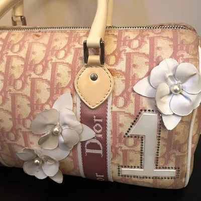 CHRISTIAN DIOR TROTTER MINI BOSTON FLOWER PINK BAG FASHION ITEM 2003 AUTH