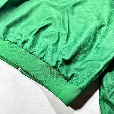 GUCCI X ADIDAS GREEN GG TREFOIL JACQUARD MONOGRAM TRACK JACKET SIZE 46 M MINT