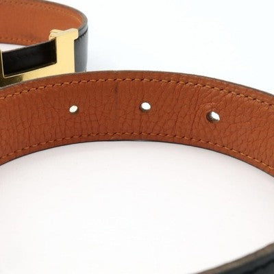 HERMES CONSTANCE REVERSIBLE H-BELT 70 BLACK ORANGE LEATHER WITH BOX