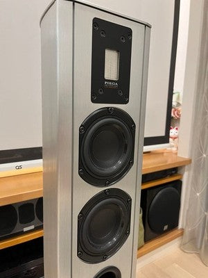 PIEGA PREMIUM 3.2 FLOOR STANDING SPEAKERS SILVER GRILL WITH BASE PLATE PAIR