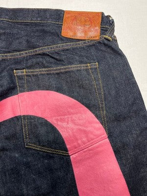 EVISU NO2 2000 JEANS PINK BIG SEAGULL SIZE 42X32 3XL BIG DENIM PANTS NEAR MINT