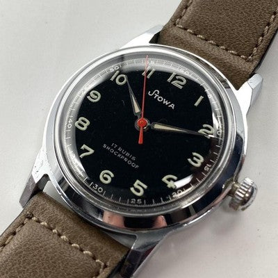 STOWA TYPE 1 VINTAGE 1950S HAND WIND DERBY 422 MILITARY WATCH 33MM BOXED