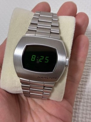 HAMILTON H524140 DIGITAL WATCH PSR PULSAR SILVER GREEN TEXT AUTHENTIC