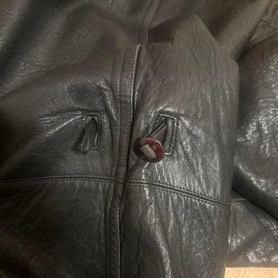 ISSEY MIYAKE VINTAGE 70S 80S LEATHER COAT JACKET FUR COLLAR RARE ARCHIVE JAPAN