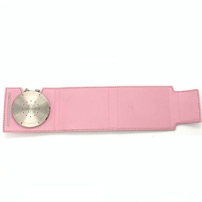 CARTIER PASHA TRAVEL CLOCK ALARM W0100072 STAINLESS STEEL LEATHER PINK CASE