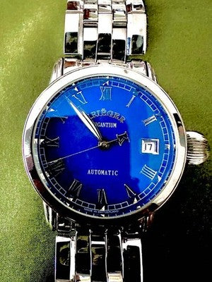 KRIEGER GIGANTIUM K3003 AUTOMATIC WATCH BLUE DIAL ROMAN NUMERALS LIMITED 3000
