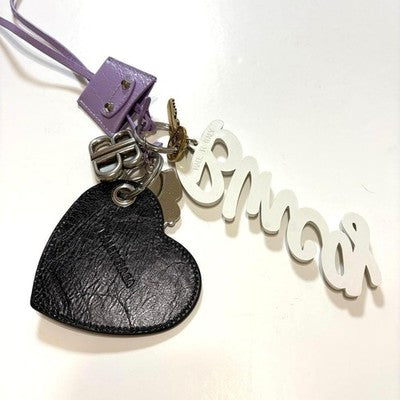 BALENCIAGA Le City Heart Charm Keyring Lilac/Black Used From Japan